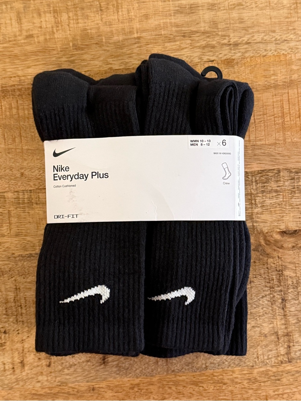 NWT Nike Everyday Cushioned Crew Socks 6-Pack Black Large Men 8-12 / W 10-13
